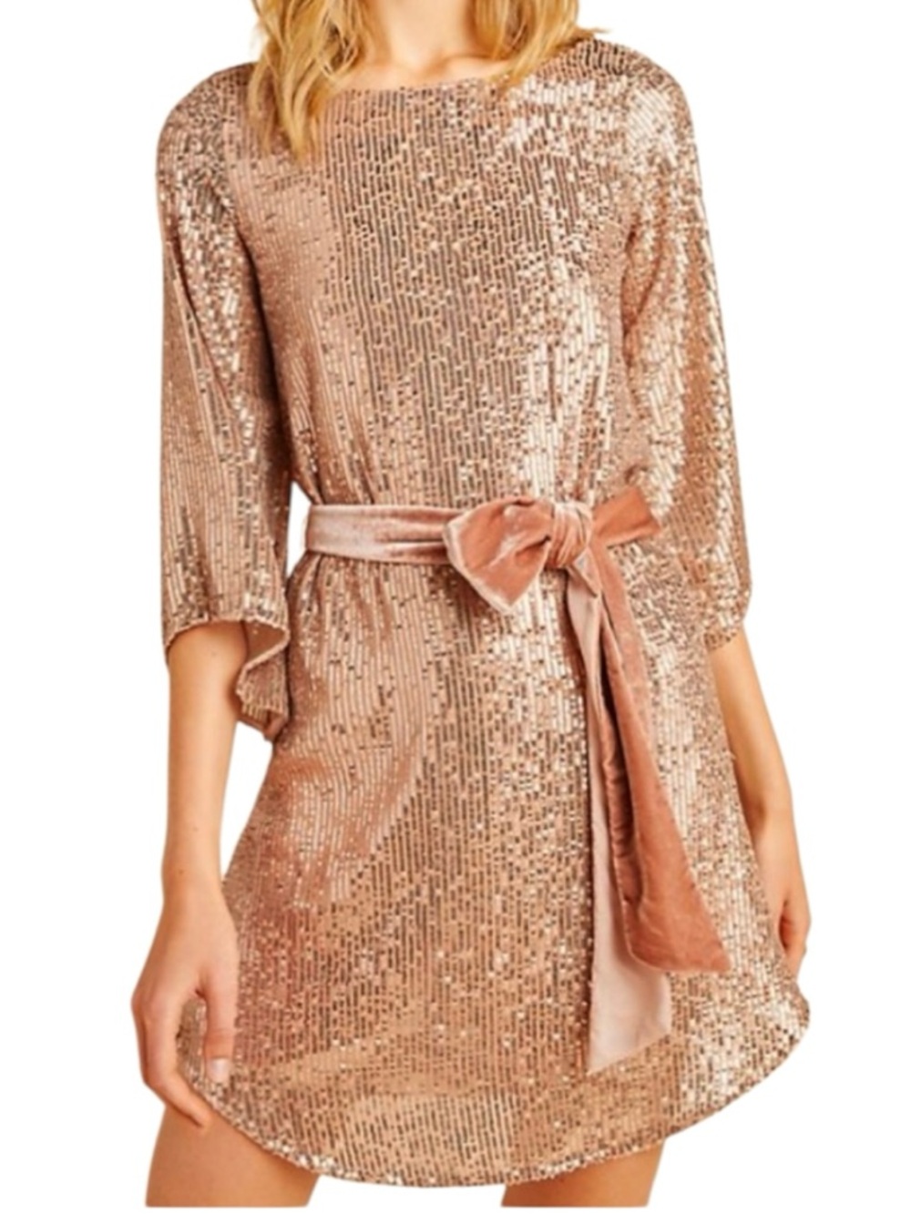Anthropologie Starling Sequined Tunic Dress Gold Size XL